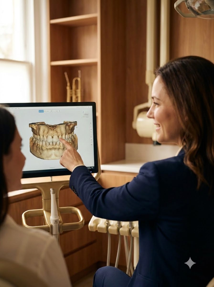 Dr. Cross reviewing a digital smile design with a patient